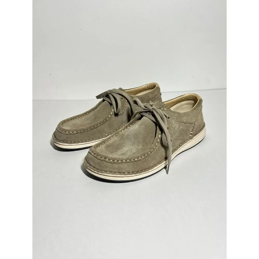 Birkenstock Women's LN Taupe Suede Leather Pasadena Lace Up Shoe Flat 37 6-6.5